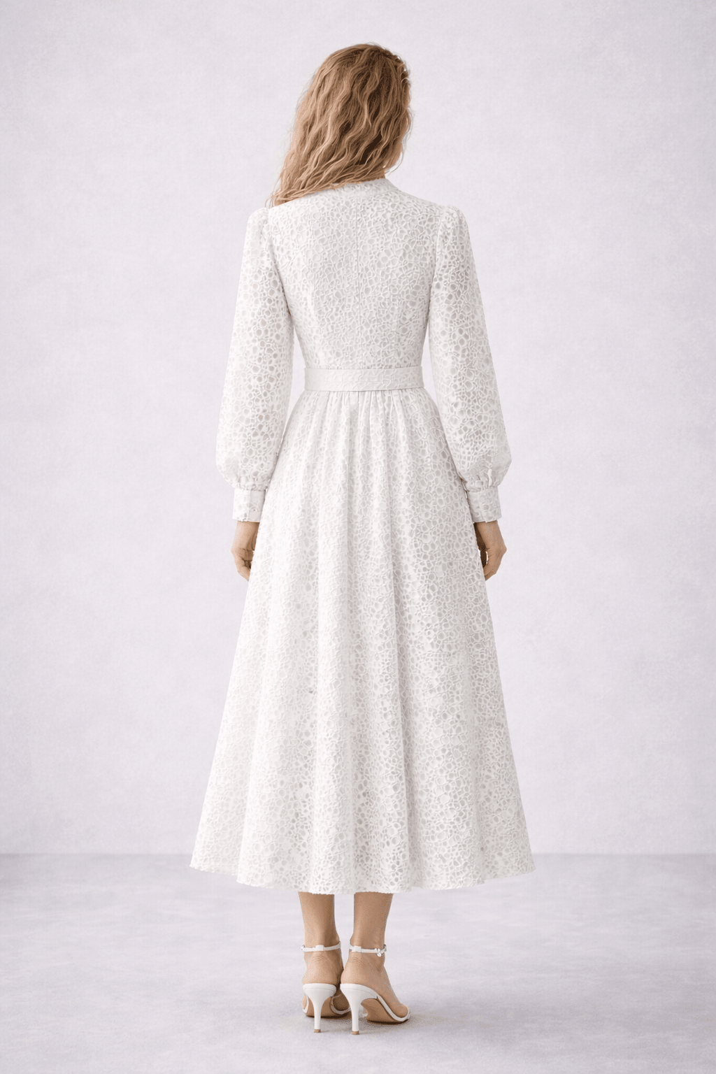 Belted Guipure Midi Dress | Elora Venecci